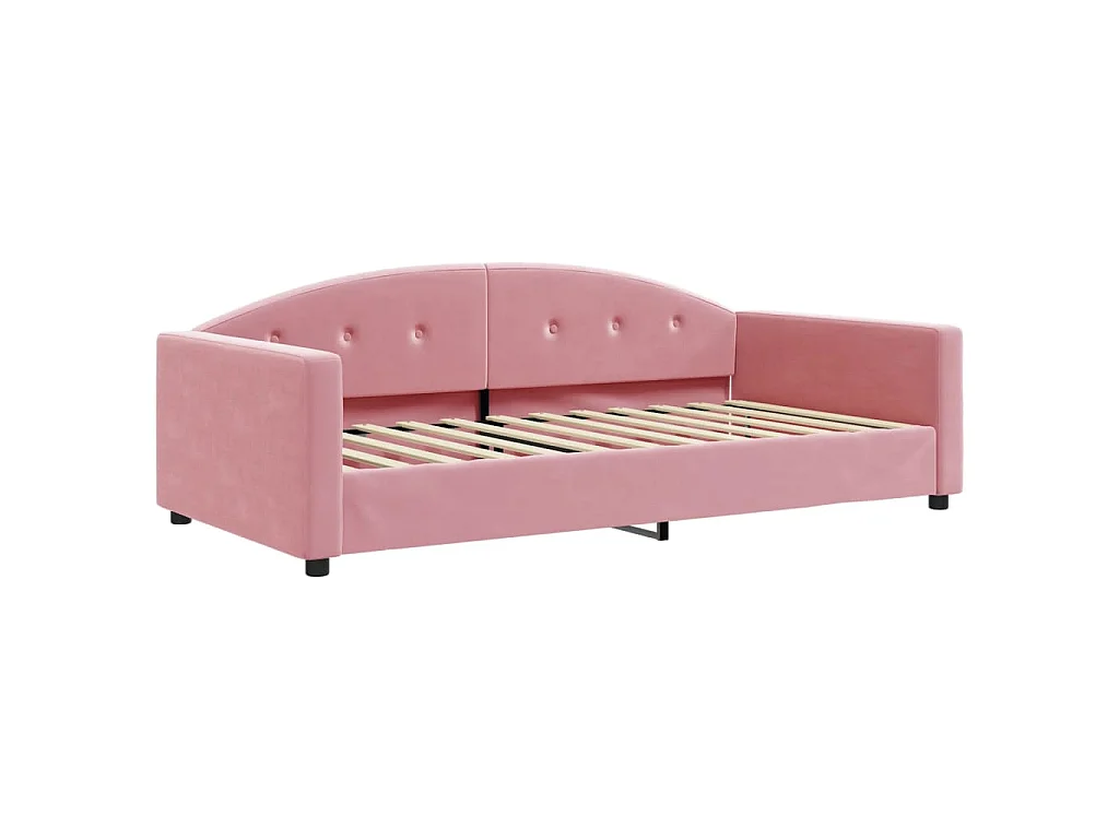 Divano Letto con Letto Estraibile Rosa 100x200 cm in Velluto