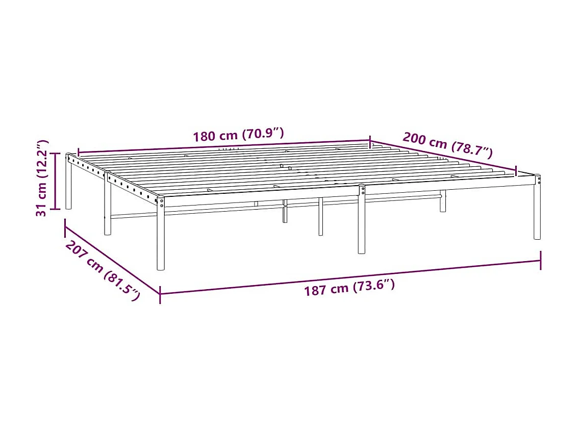 Bettgestell Metall Schwarz 180x200 cm