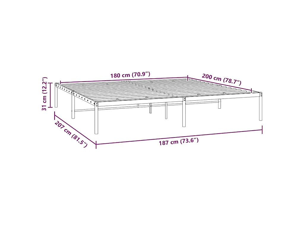 Giroletto Metallo Nero 180x200 cm