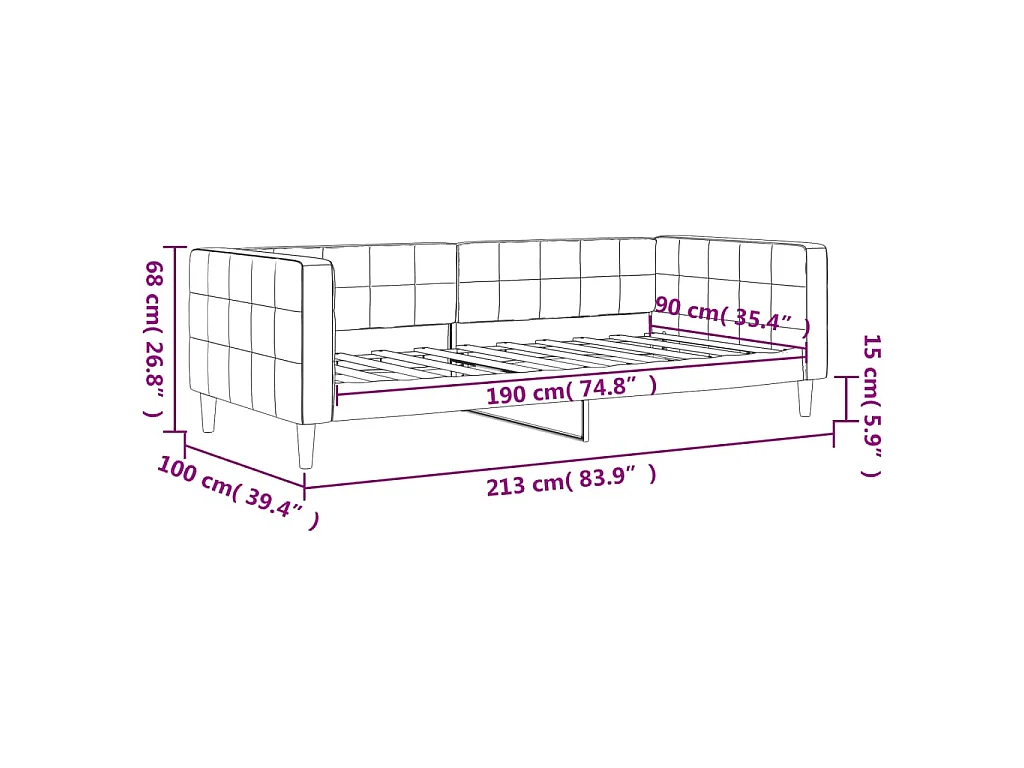 Lit de repos sans matelas gris clair 90x190 cm velours