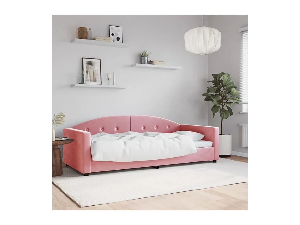 Lit de repos sans matelas rose 90x200 cm velours