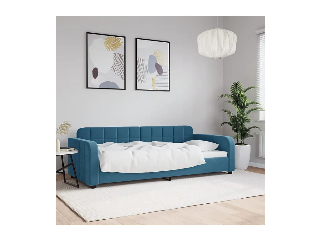 Slaapbank 90x200 cm fluweel blauw