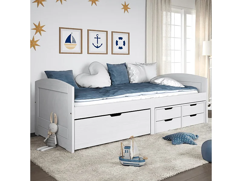 Cama Agata com 5 Gavetas - 90x200cm - Branco - Estilo Natural e Funcionalidade