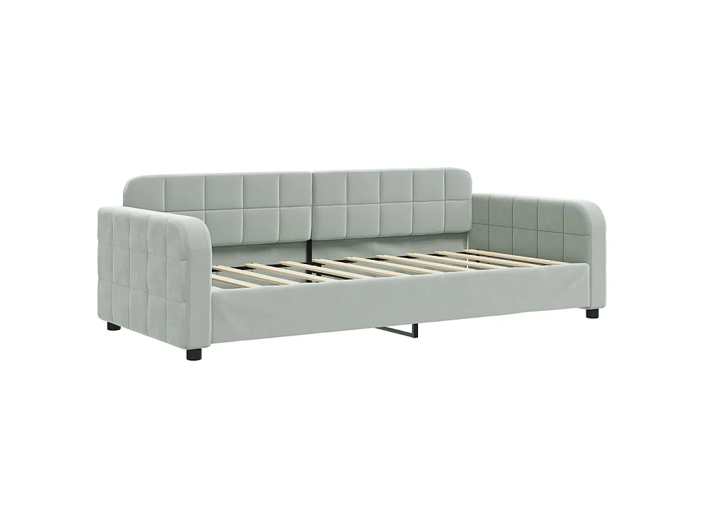 Slaapbank 90x190 cm fluweel lichtgrijs