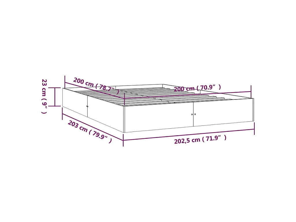 Giroletto senza Materasso in Legno Massello 200x200 cm