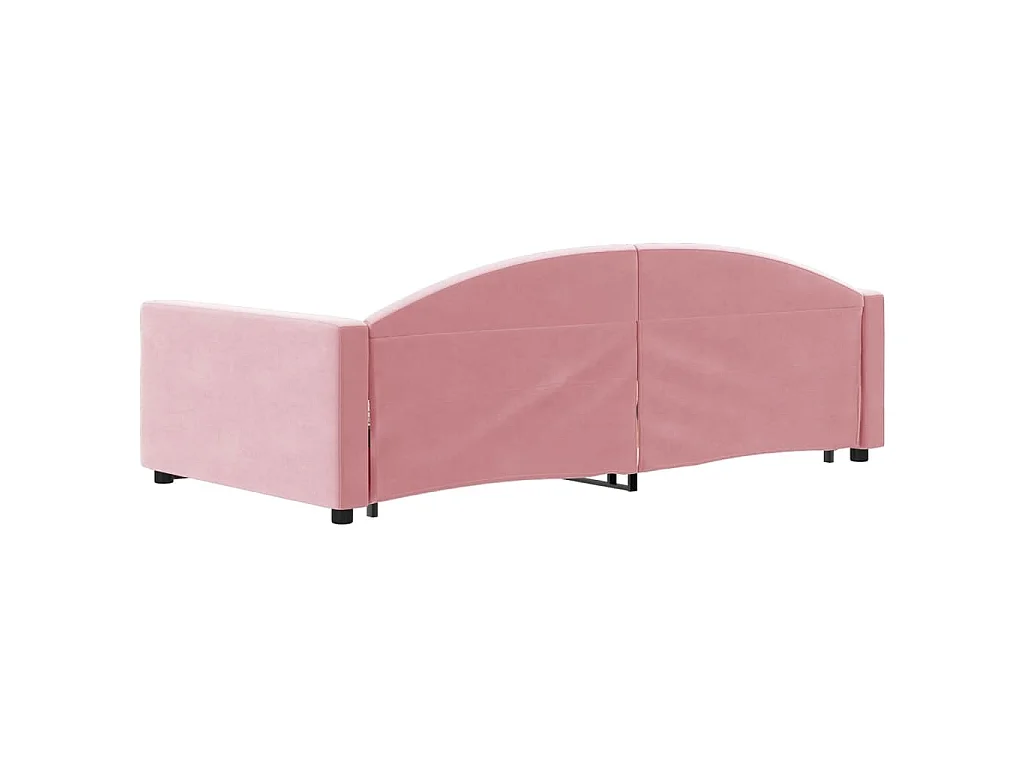 Lit de jour avec gigogne et tiroirs rose 100x200 cm velours
