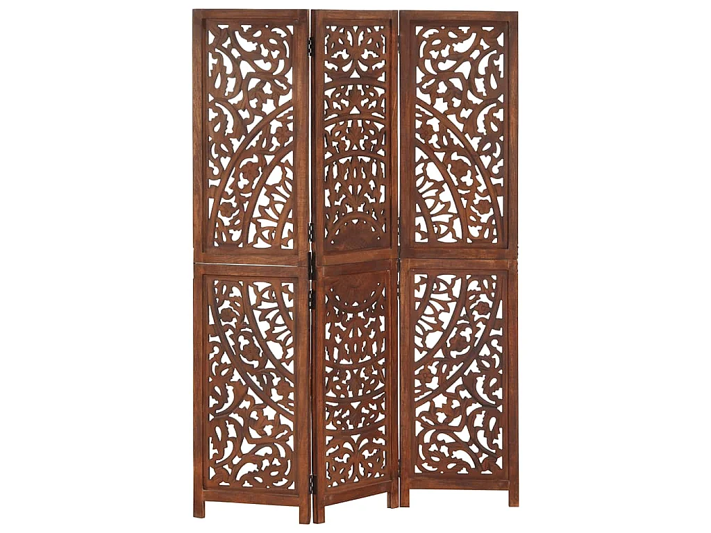Paravent 3 panneaux Marron 120x165cm Bois manguier