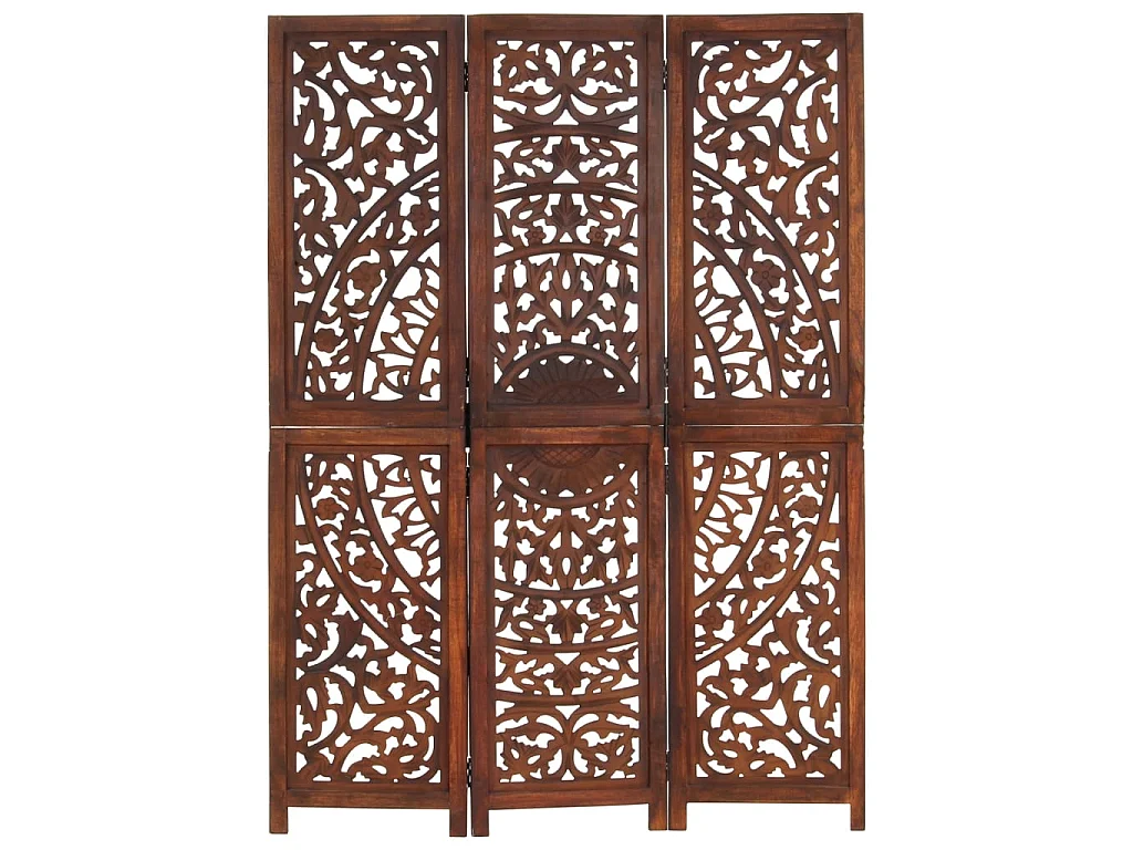 Paravent 3 panneaux Marron 120x165cm Bois manguier