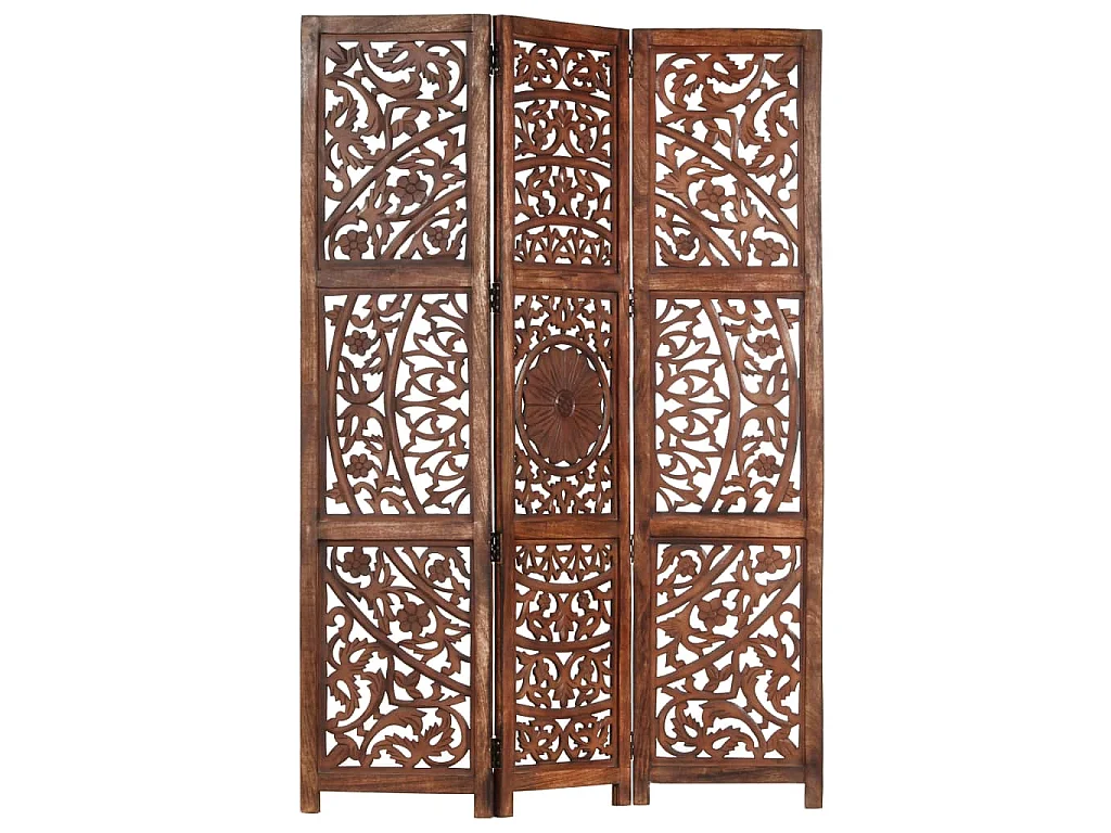 Paravent 3 panneaux Marron 120x165cm Bois manguier