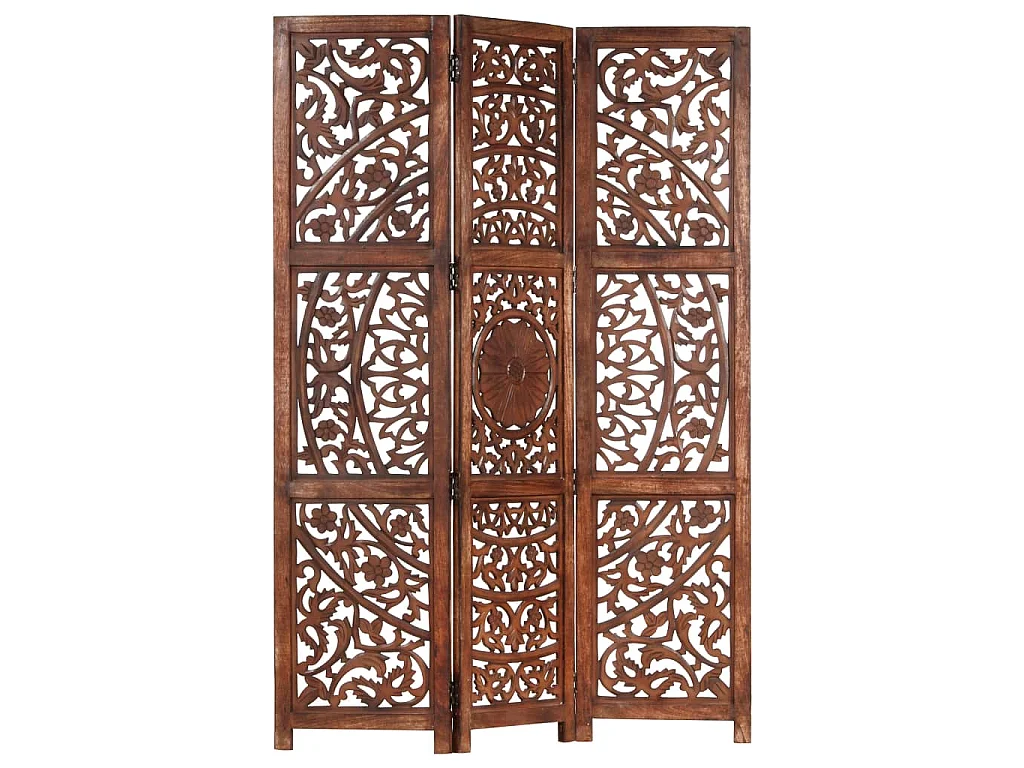 Paravent 3 panneaux Marron 120x165cm Bois manguier