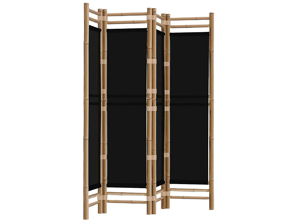 4-tlg. Paravent Faltbar 160 cm Bambus und Canvas