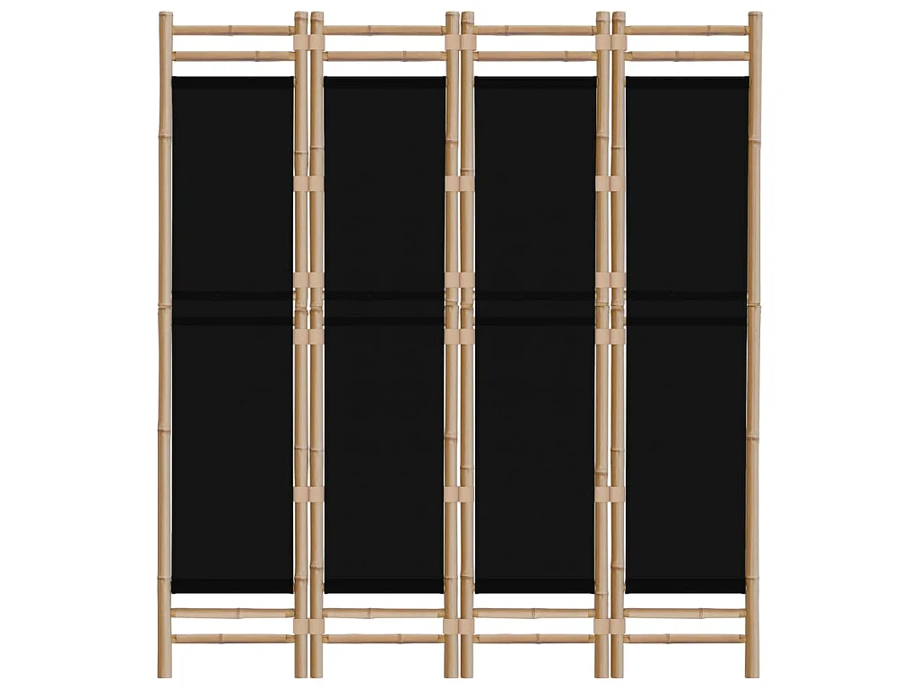 4-tlg. Paravent Faltbar 160 cm Bambus und Canvas