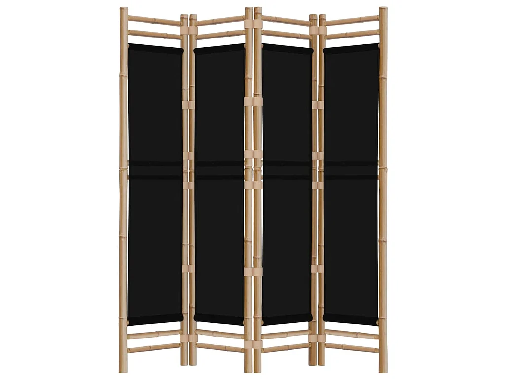 4-tlg. Paravent Faltbar 160 cm Bambus und Canvas