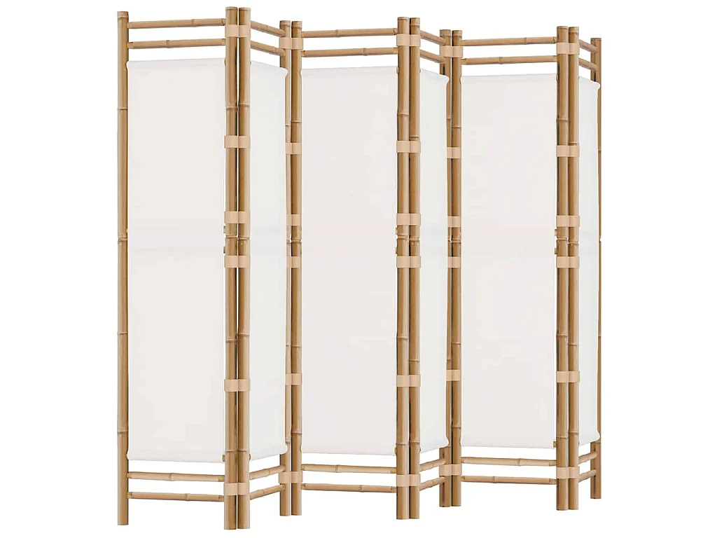 Cloison de séparation pliante 6 panneaux 240 cm Bambou et toile