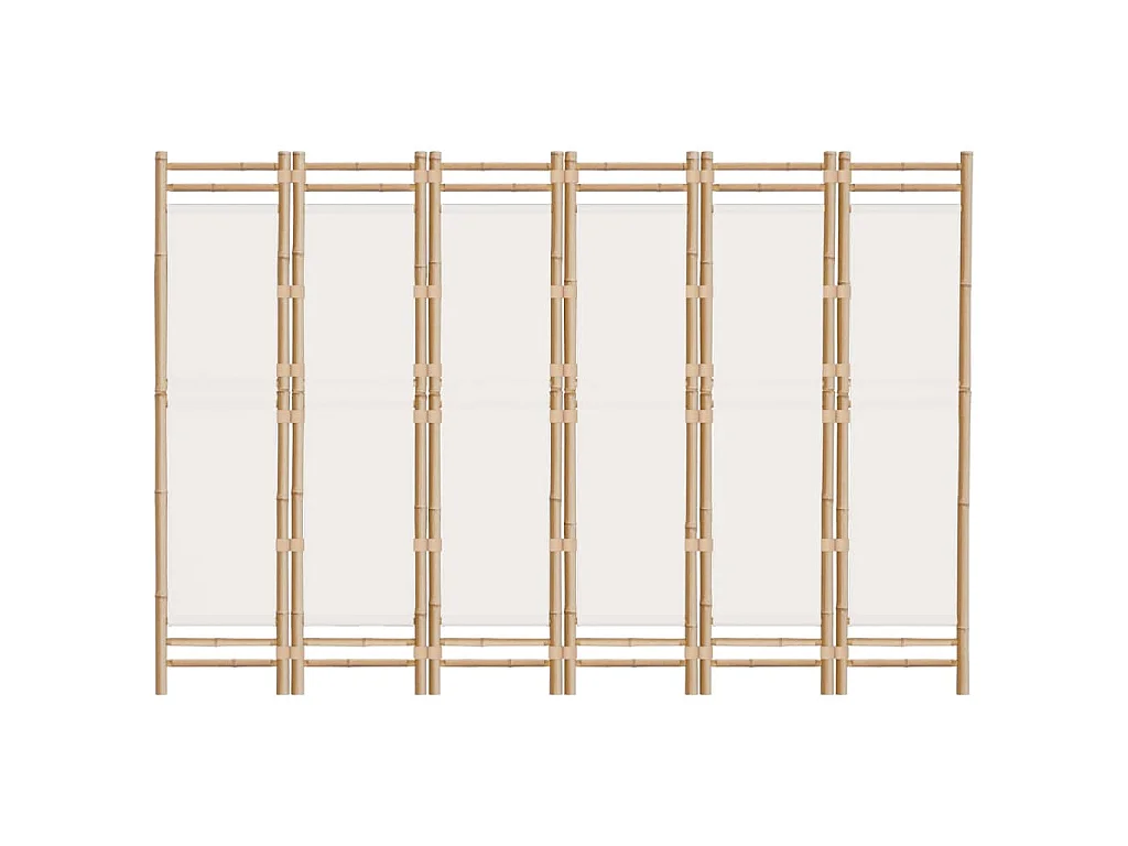 Cloison de séparation pliante 6 panneaux 240 cm Bambou et toile