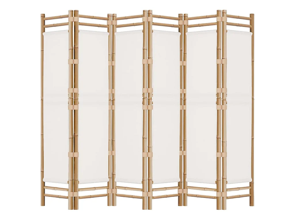 Cloison de séparation pliante 6 panneaux 240 cm Bambou et toile