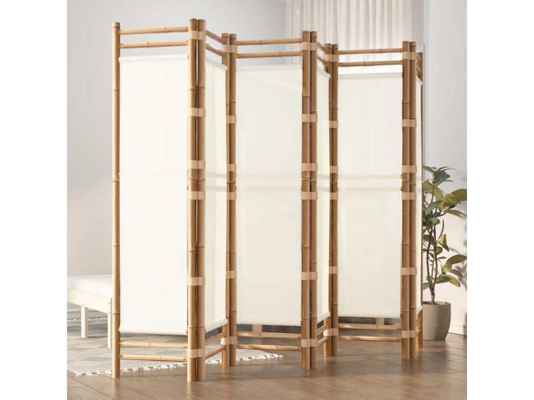 Cloison de séparation pliante 6 panneaux 240 cm Bambou et toile