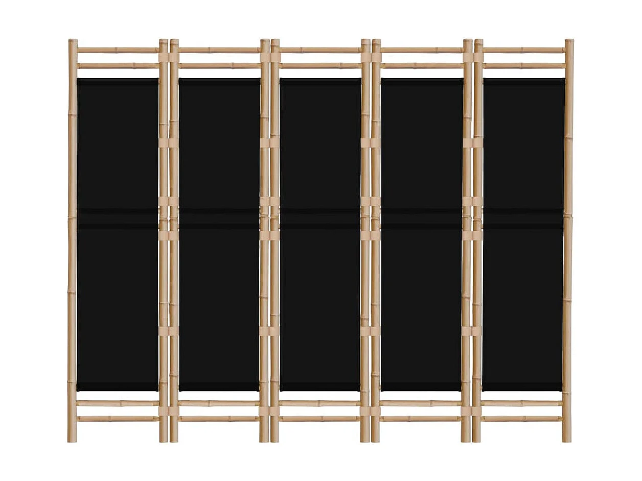 5-tlg. Paravent Faltbar 200 cm Bambus und Canvas