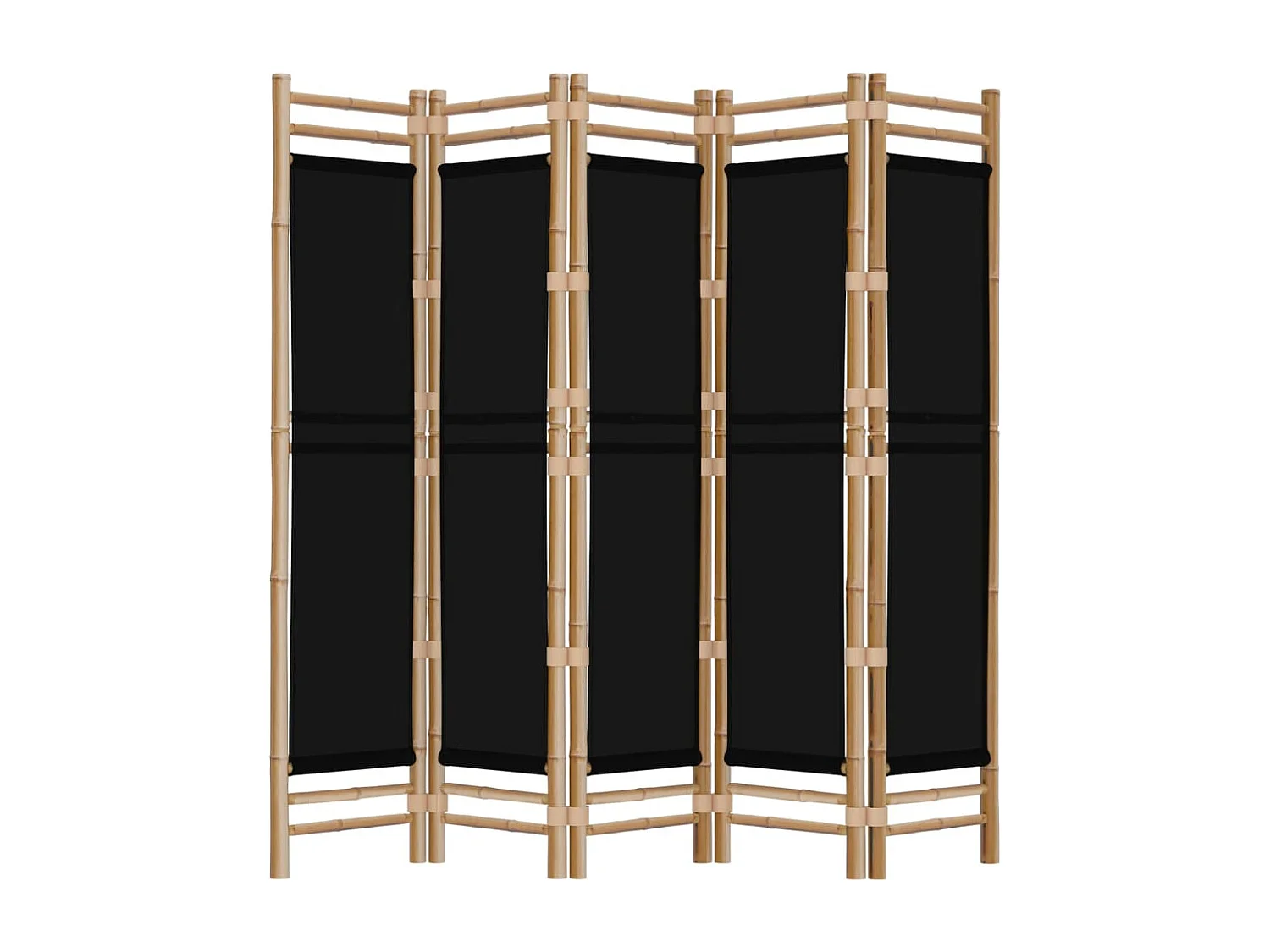 5-tlg. Paravent Faltbar 200 cm Bambus und Canvas
