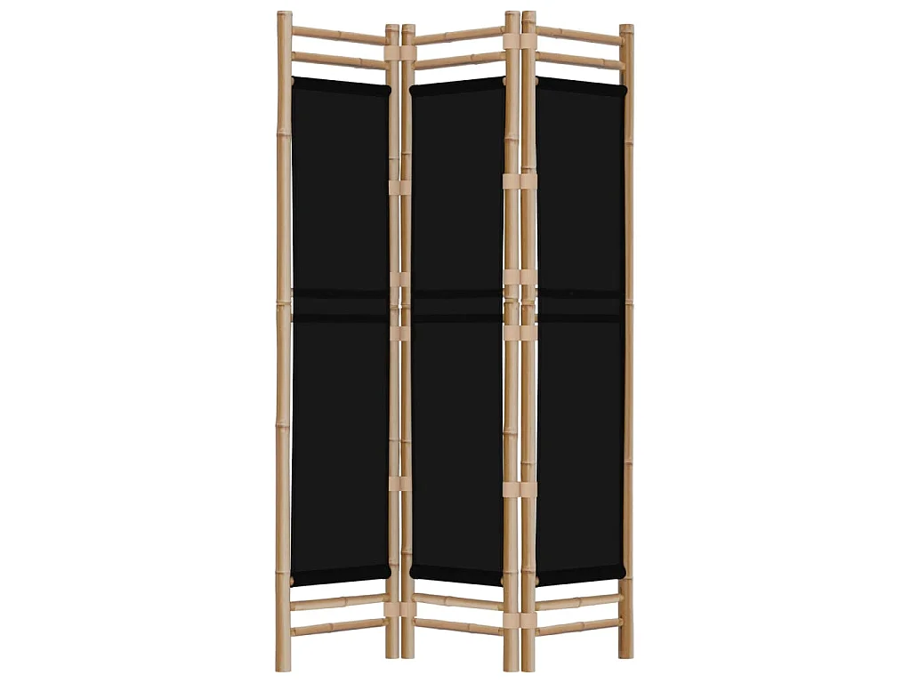 Divisorio Ambienti 3 Pannelli Pieghevole 120 cm Bambù e Tela