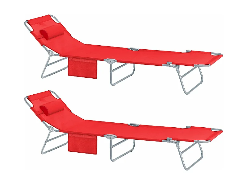 SoBuy 2 x Lettino pieghevole Sdraio pieghevole rosso OGS35-RX2