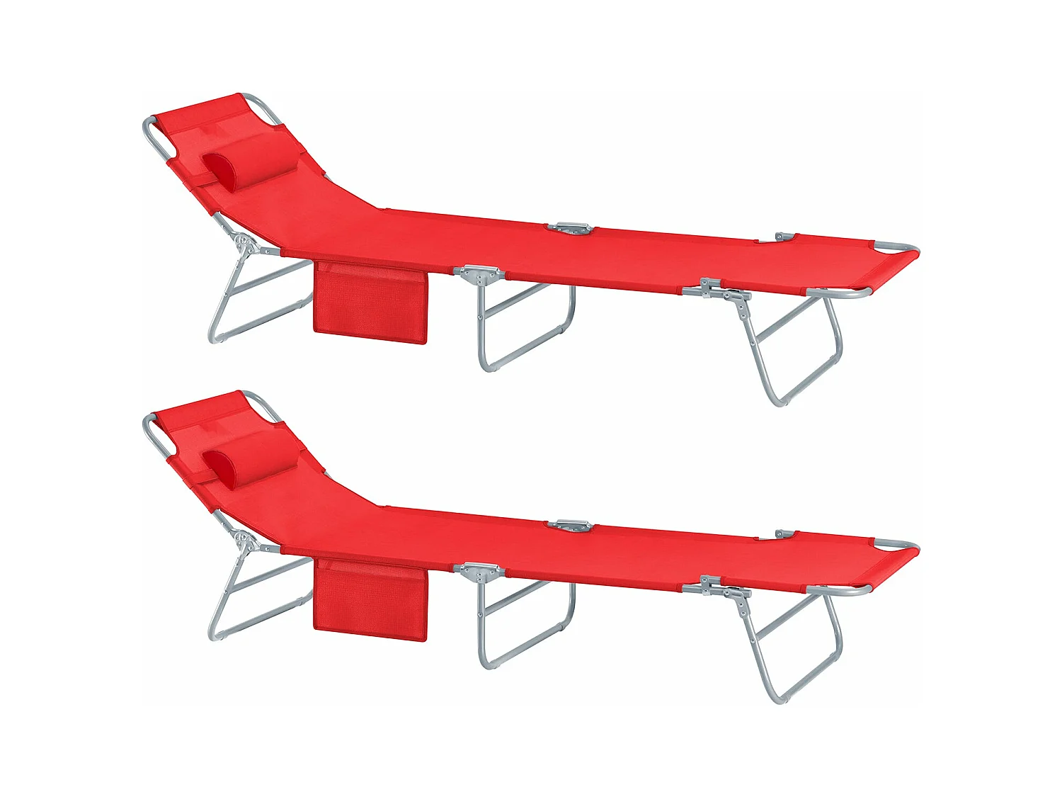 SoBuy OGS35-Rx2 set van 2 textiele verstelbare klapstoelen met verstelbare rugleuning, campingstoelen voor buiten strandtuin-rood