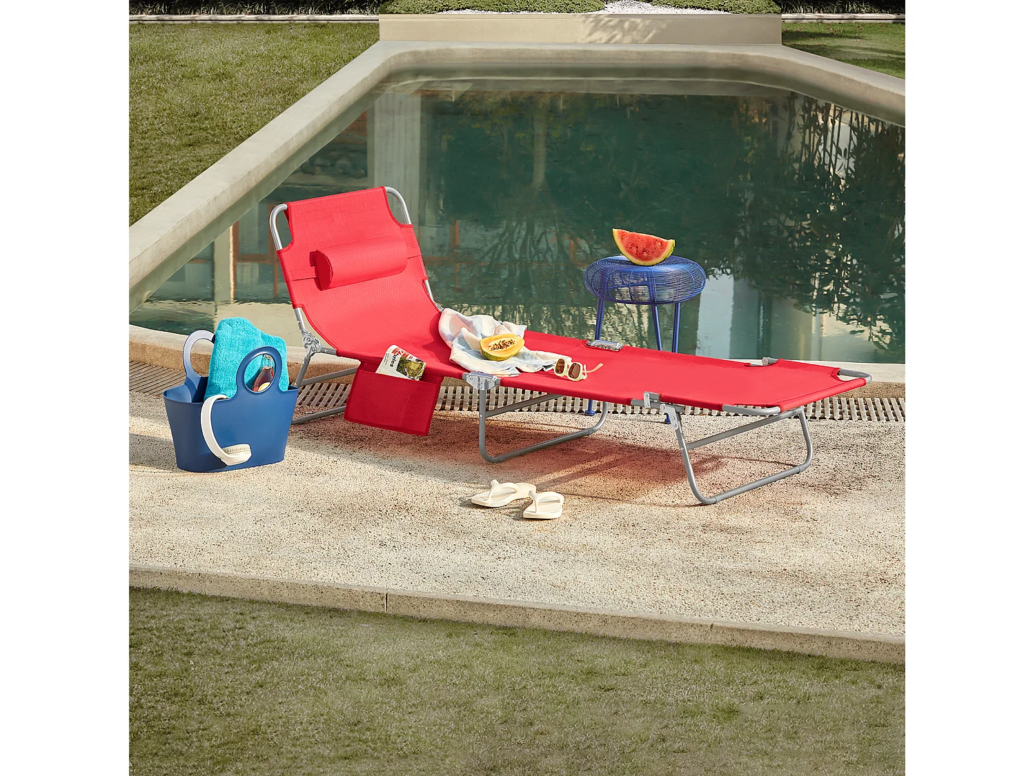 Gartenliege OGS35-R 63 x 58 x 195 cm