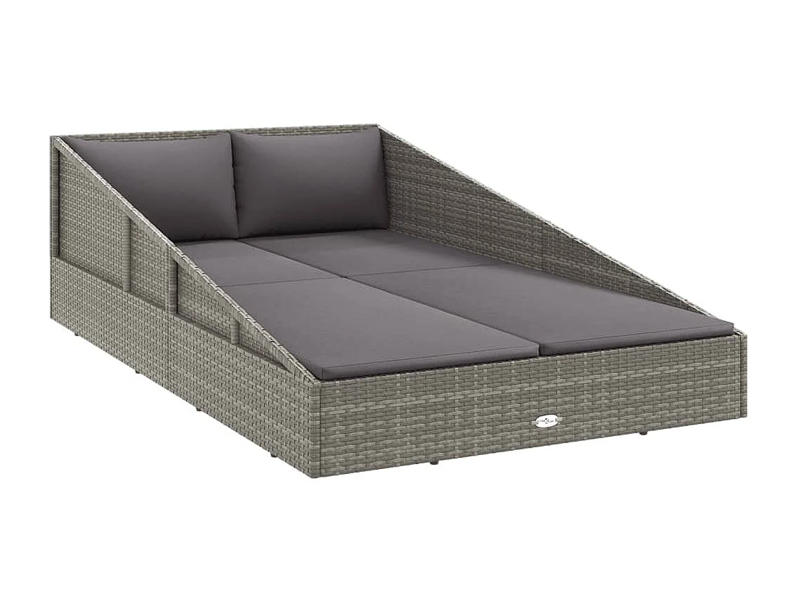 Tuinbed 110x200 cm poly rattan grijs