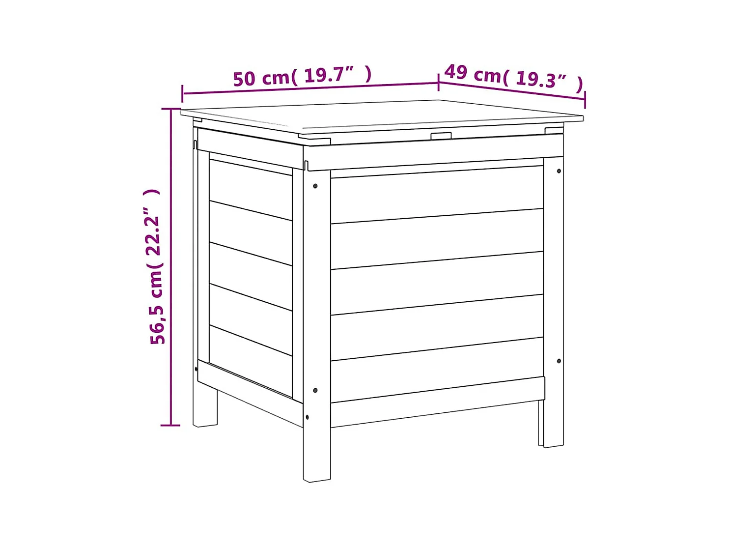 Caixa de arrumação p/ jardim 50x49x56,5cm abeto maciço castanho