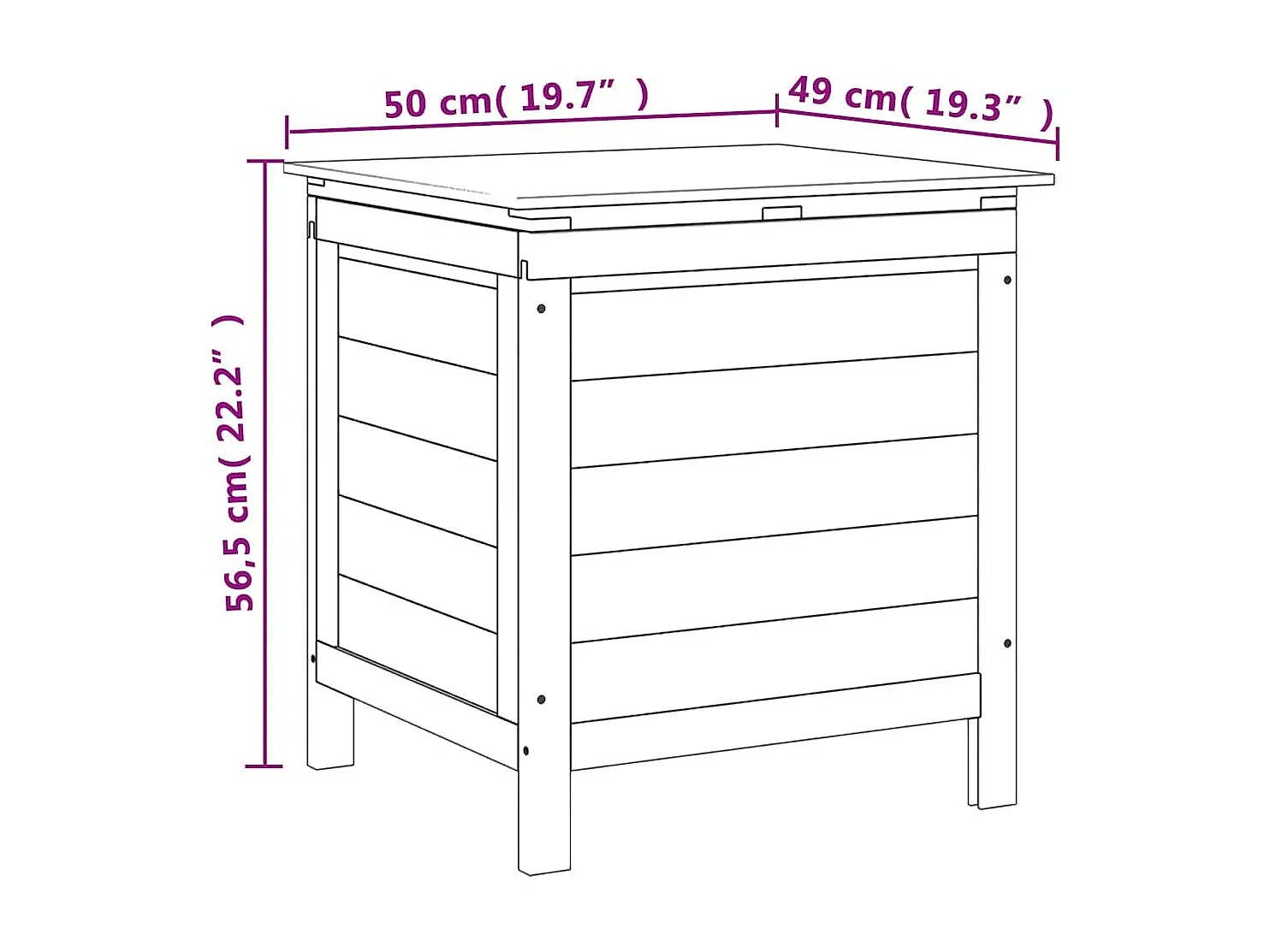 Boîte de rangement jardin marron 50x49x56,5cm bois massif sapin