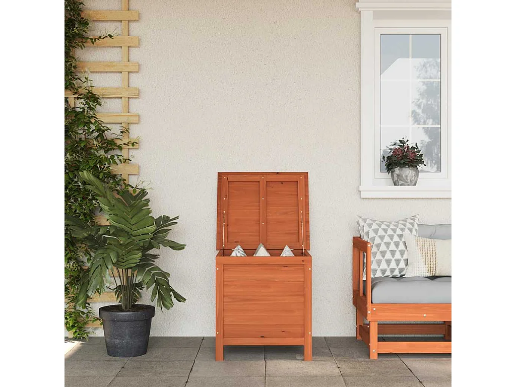 Caixa de arrumação p/ jardim 50x49x56,5cm abeto maciço castanho