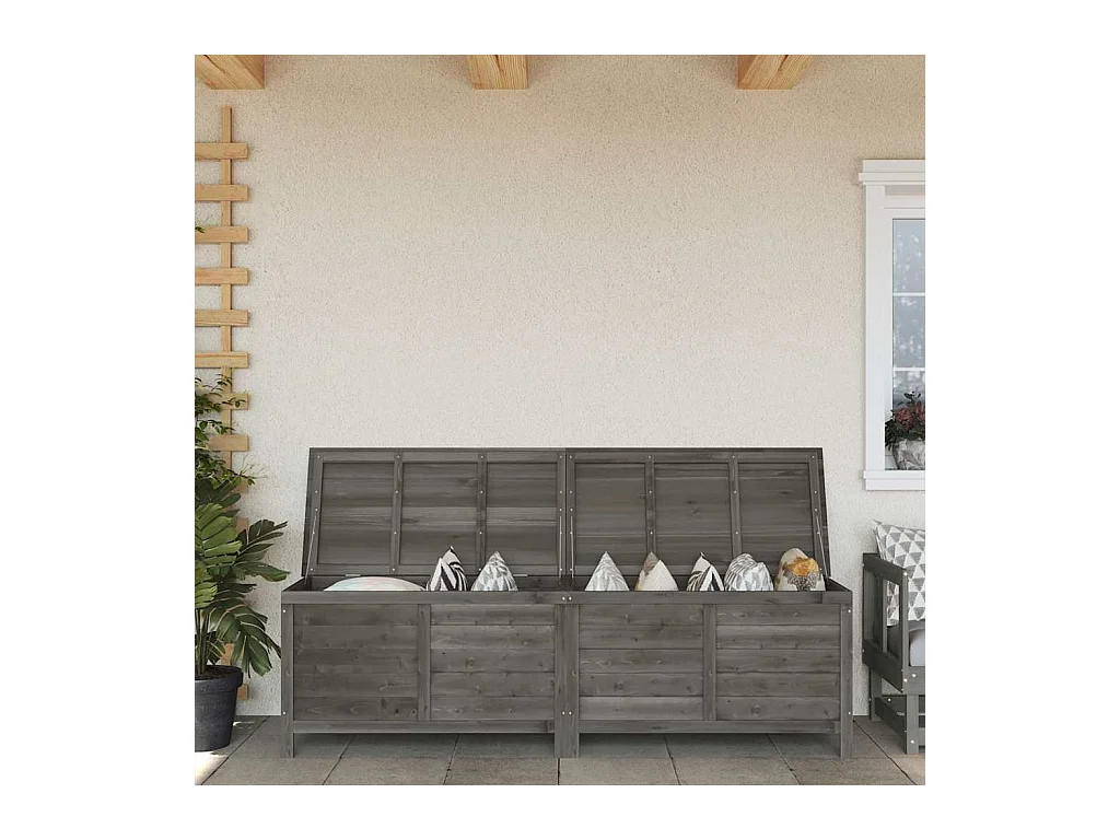 Boîte de rangement de jardin anthracite bois massif de sapin