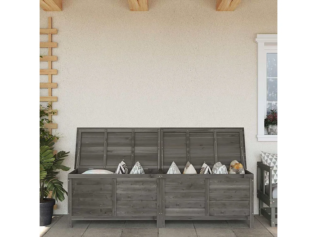 Boîte de rangement de jardin anthracite bois massif de sapin