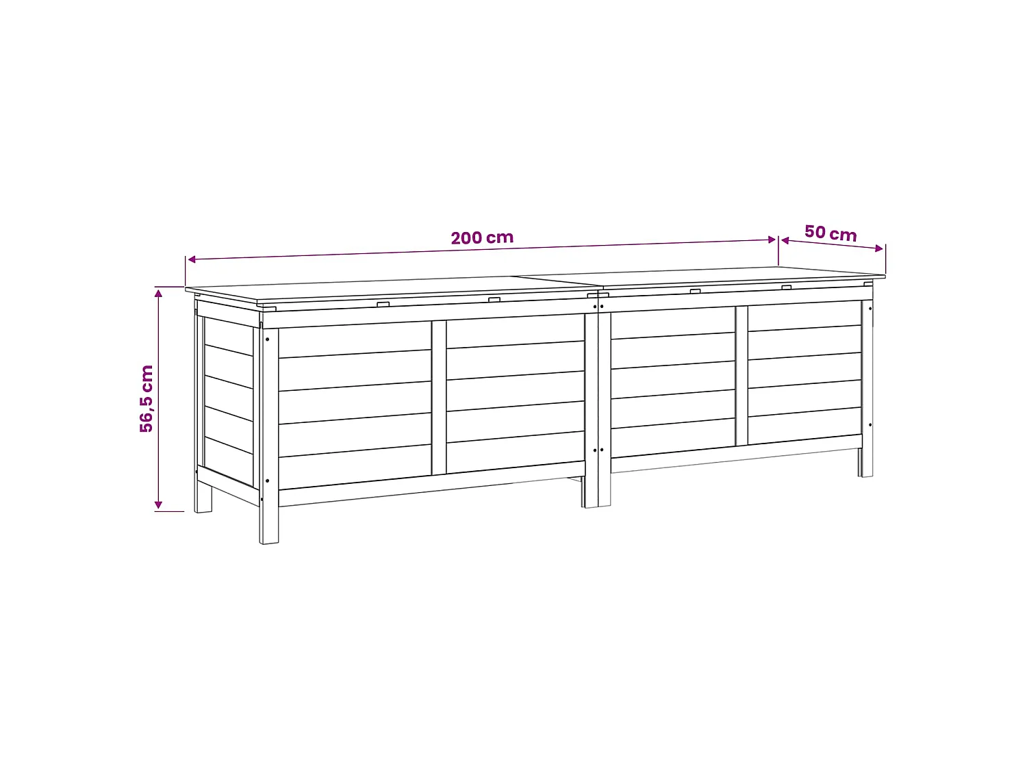 Tuinbox 198,5x50x56,5 cm massief vurenhout antracietkleurig