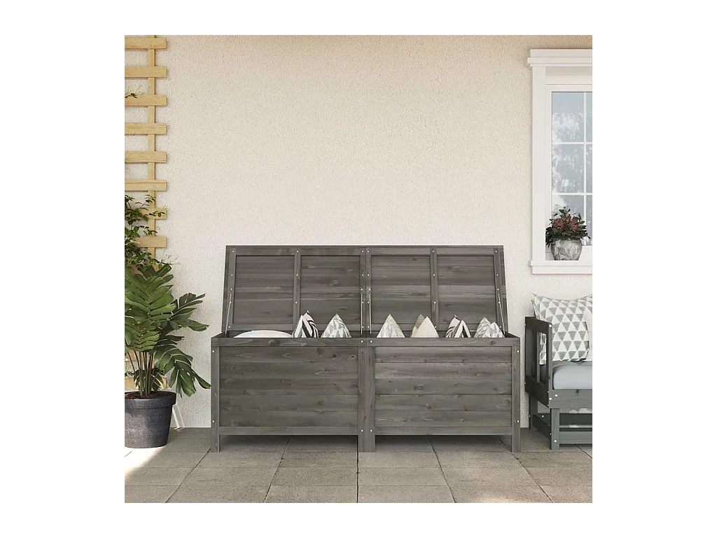 Boîte de rangement de jardin anthracite bois massif sapin