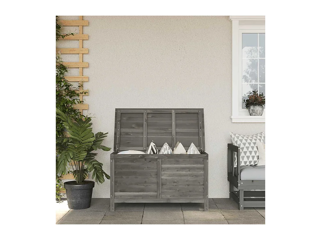 Boîte de rangement de jardin anthracite bois massif de sapin