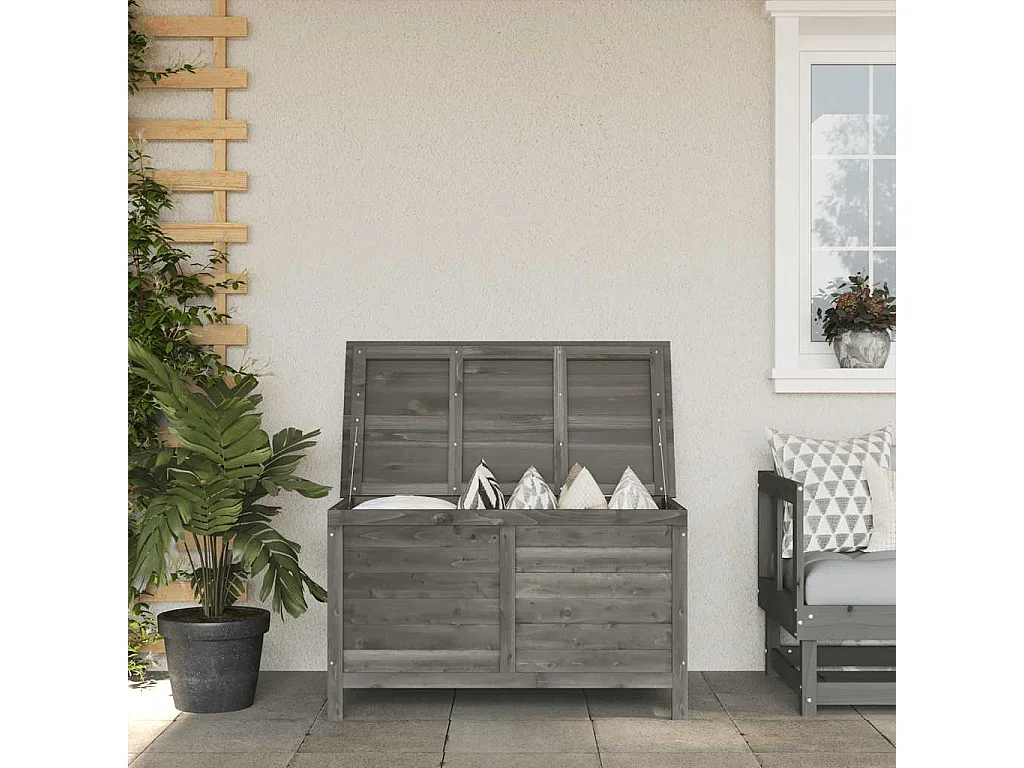 Boîte de rangement de jardin anthracite bois massif de sapin