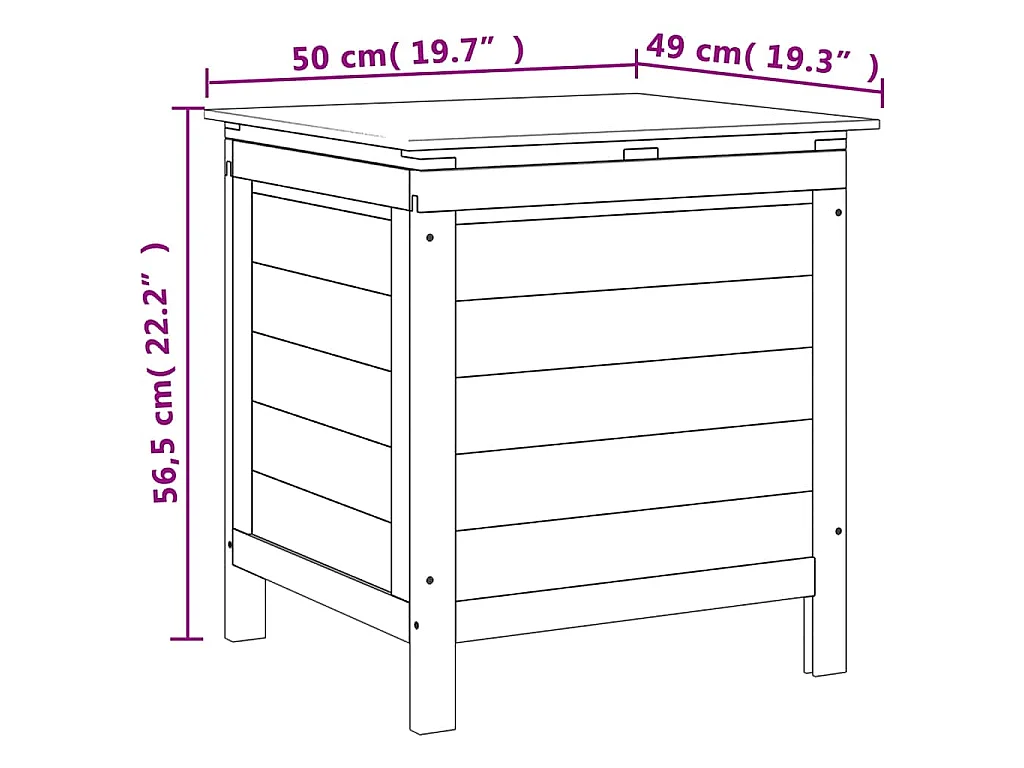 Tuinbox 50x49x56,5 cm massief vurenhout antracietkleurig
