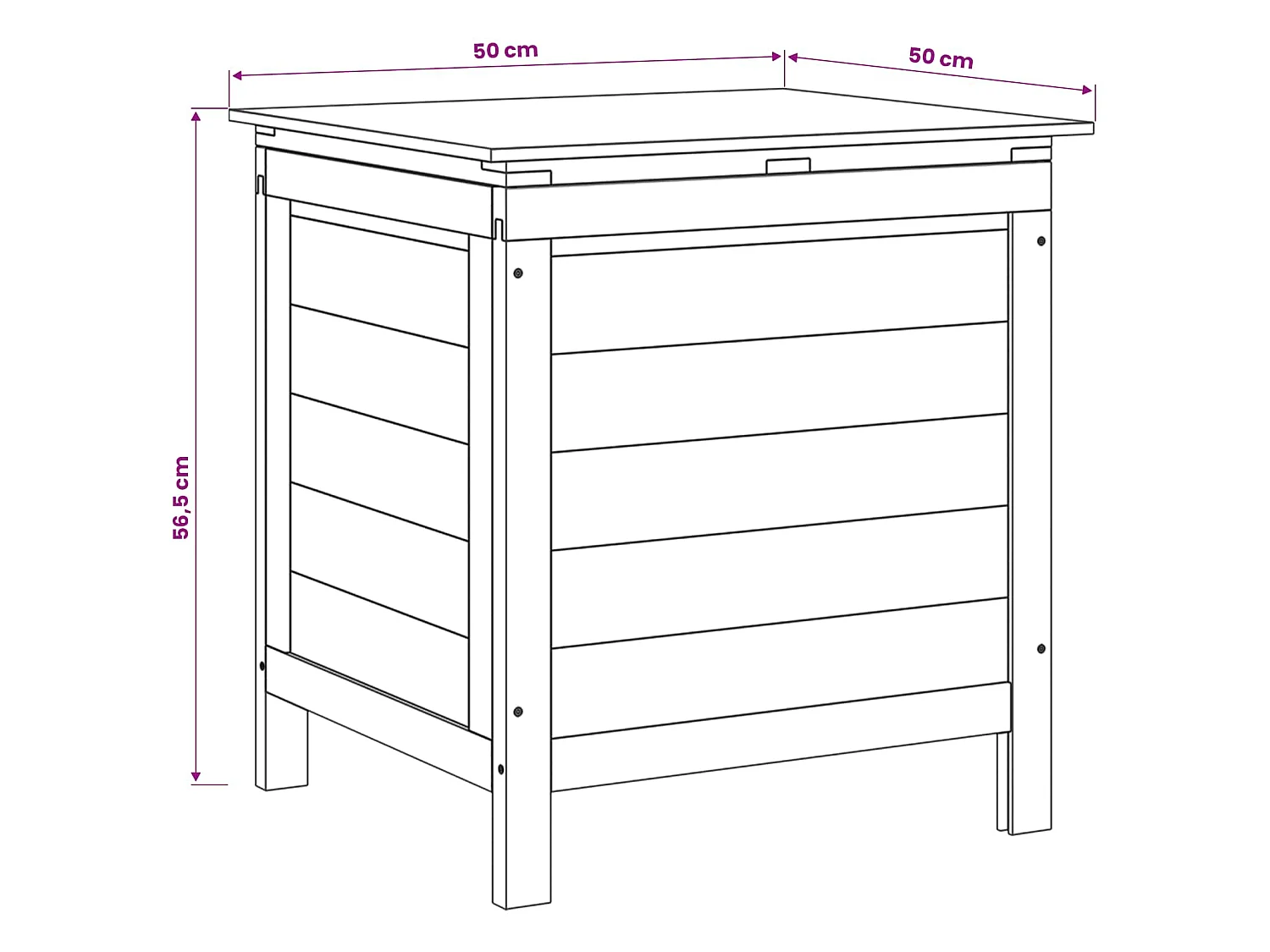 Boîte de rangement de jardin anthracite bois massif de sapin
