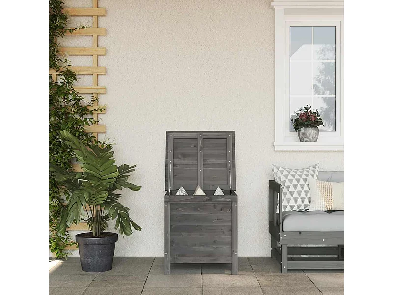 Gartentruhe Anthrazit 50x49x56,5 cm Massivholz Tanne