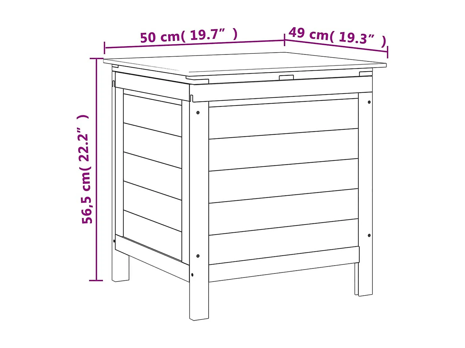 Boîte de rangement de jardin 50x49x56,5 cm bois massif de sapin