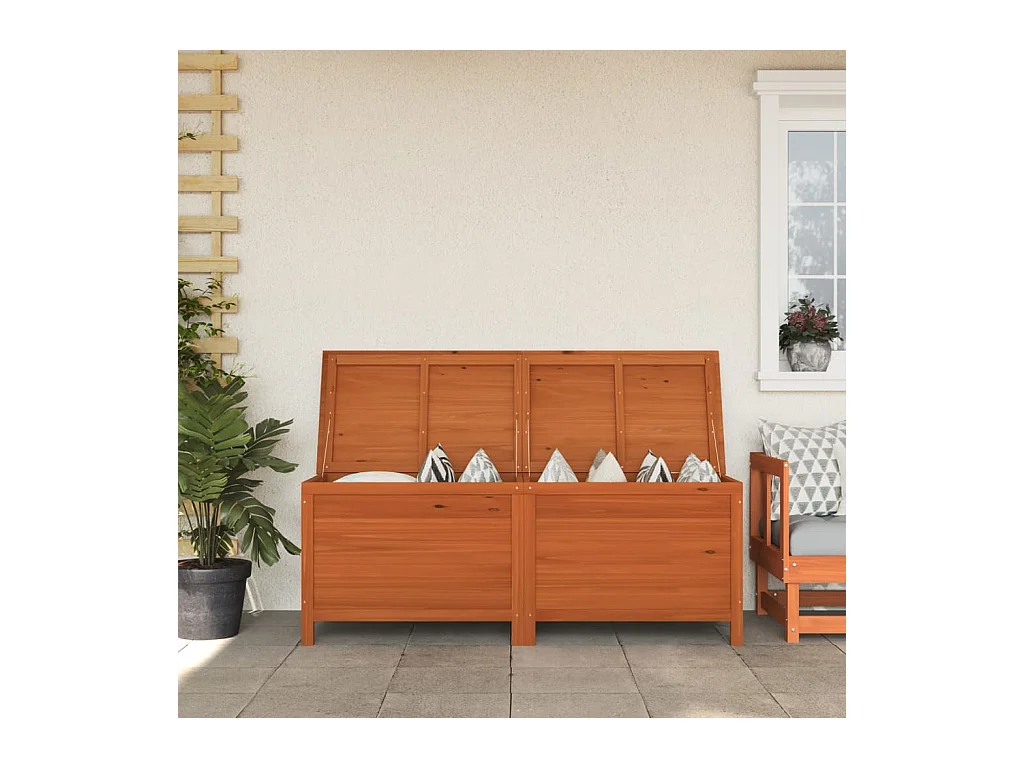 Boîte de rangement de jardin marron bois massif de sapin