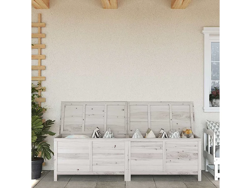 Contenitore da Giardino Bianco 198,5x50x56,5 cm Massello Abete