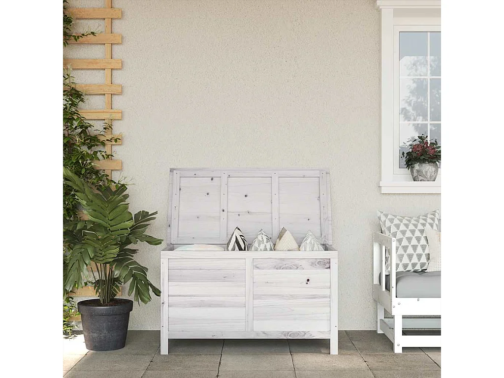 Tuinbox 99x49,5x58,5 cm massief vurenhout wit