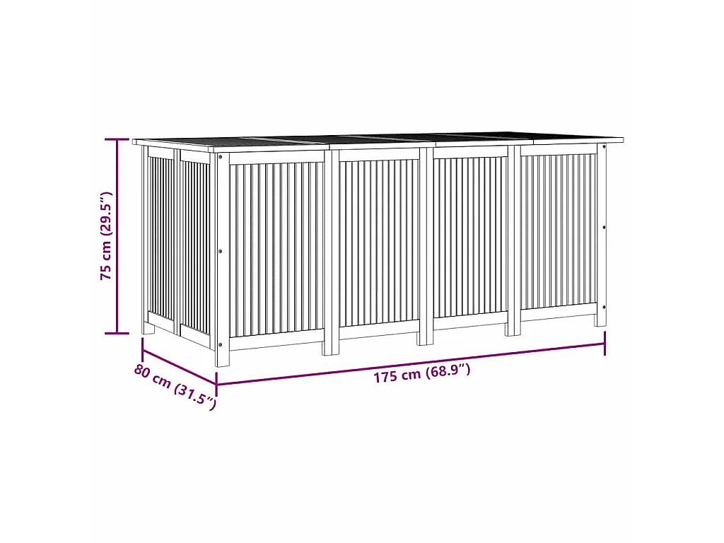 Gartenbox 175x80x75 cm Massivholz Akazie