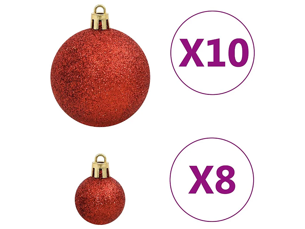 Ensemble de boules de Noël 112 pcs rouge vert doré polystyrène