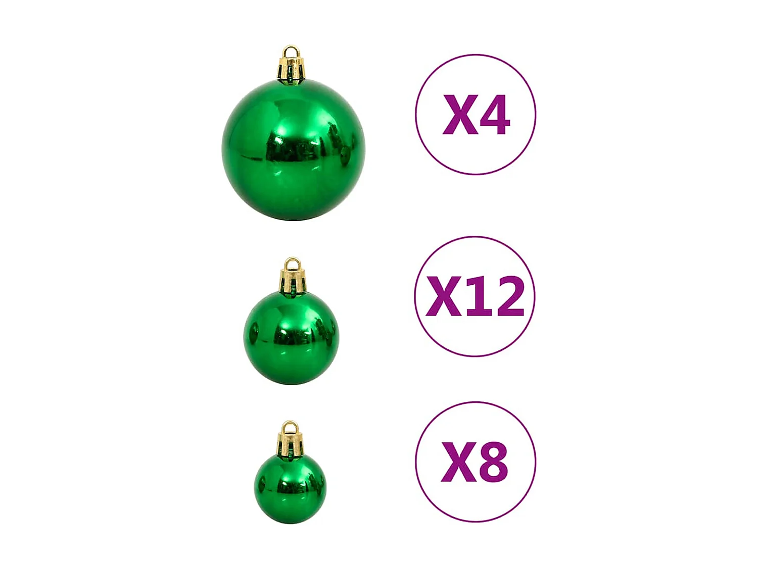 Ensemble de boules de Noël 112 pcs rouge vert doré polystyrène