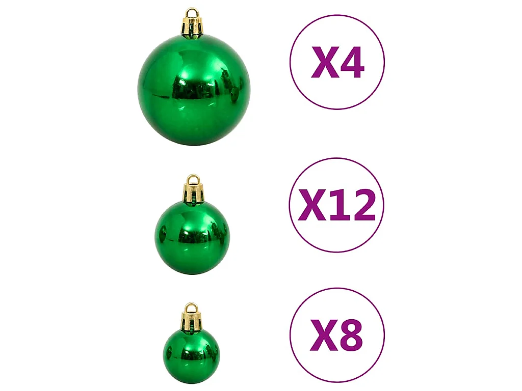 Ensemble de boules de Noël 112 pcs rouge vert doré polystyrène