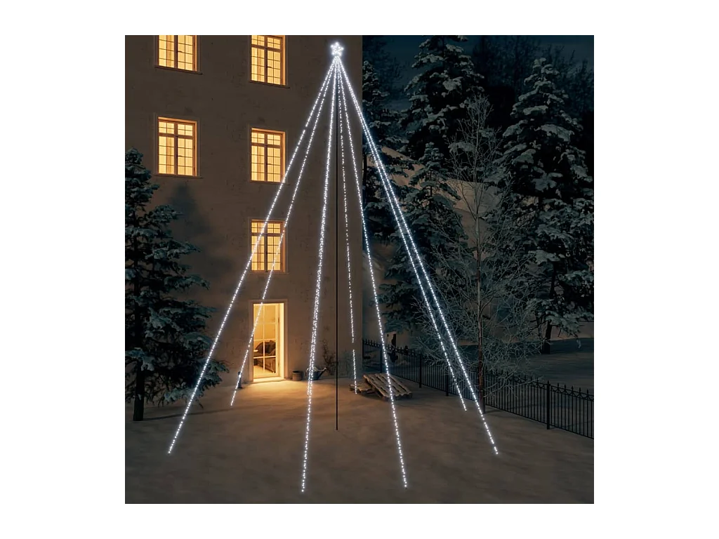 LED-kerstboom binnen buiten 1300 LEDs koud wit 8 m