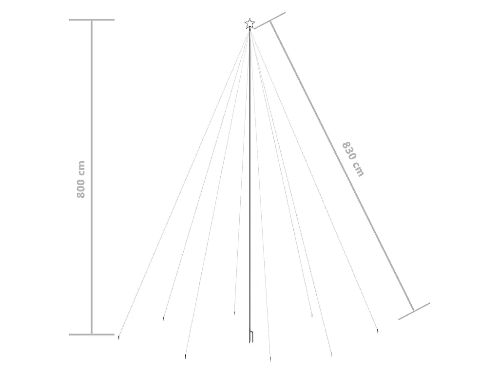 LED-kerstboom binnen buiten 1300 LEDs koud wit 8 m